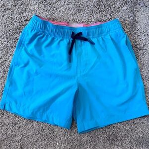 Southern Tide Kids Swim Trunks - Blue with Pink Accents